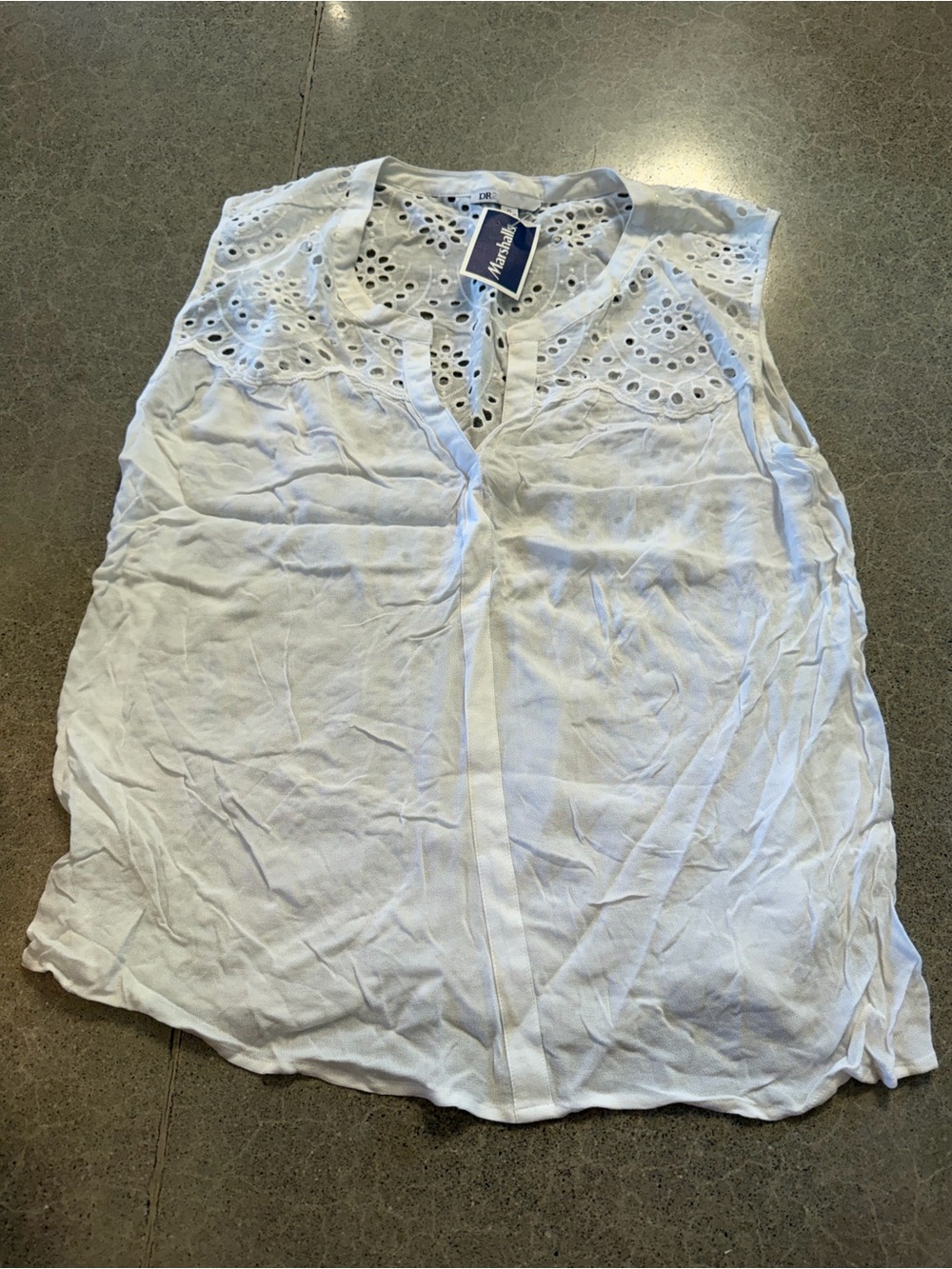 DR2 White Eyelet Detail Sleeveless Camisole